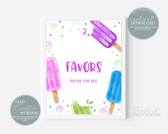 Popsicle Birthday Party Favor Sign Summer Birthday Party Printable Sign Favor Sign Instant Download Treats Party Favor Girl Birthday 253