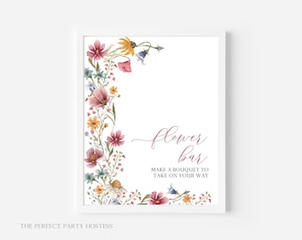 Wildflower Flower Bar Sign, Flower Favor Sign, Make a Bouquet Sign, Spring Bridal Shower Sign, Bouquet Favor, Bouquet Bar Printable 352