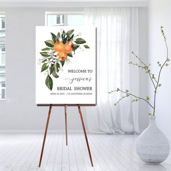 Citrus Bridal Shower Welcome Sign, Welcome Sign, Bridal Shower Welcome Sign, Printable Bridal Shower Sign, Welcome Sign, Orange Bridal, 244