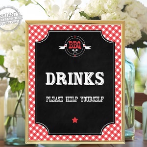 BBQ Drinks Sign, Baby Q Drinks Sign, Backyard BBQ Signs, Drinks, Printable Drink Sign, BBQ Baby Shower, Instant Download, 118