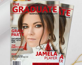 5x7 Graduation Magazine Invitation, Graduation Invitation, Graduation Party, Grad Announcement, Graduation Flyer, High School Graduate, 400