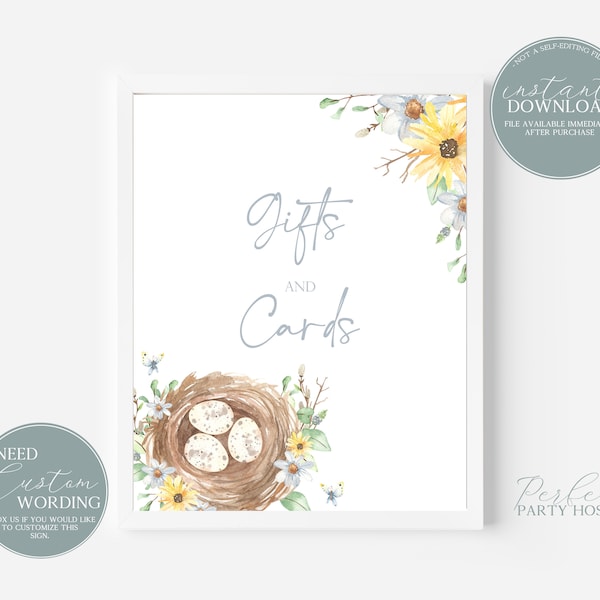 Ready to Hatch Baby Shower Gift and Cards Table Sign Bird Baby Shower Gift and Cards Table Sign Gift and Cards Sign Instant Download 248
