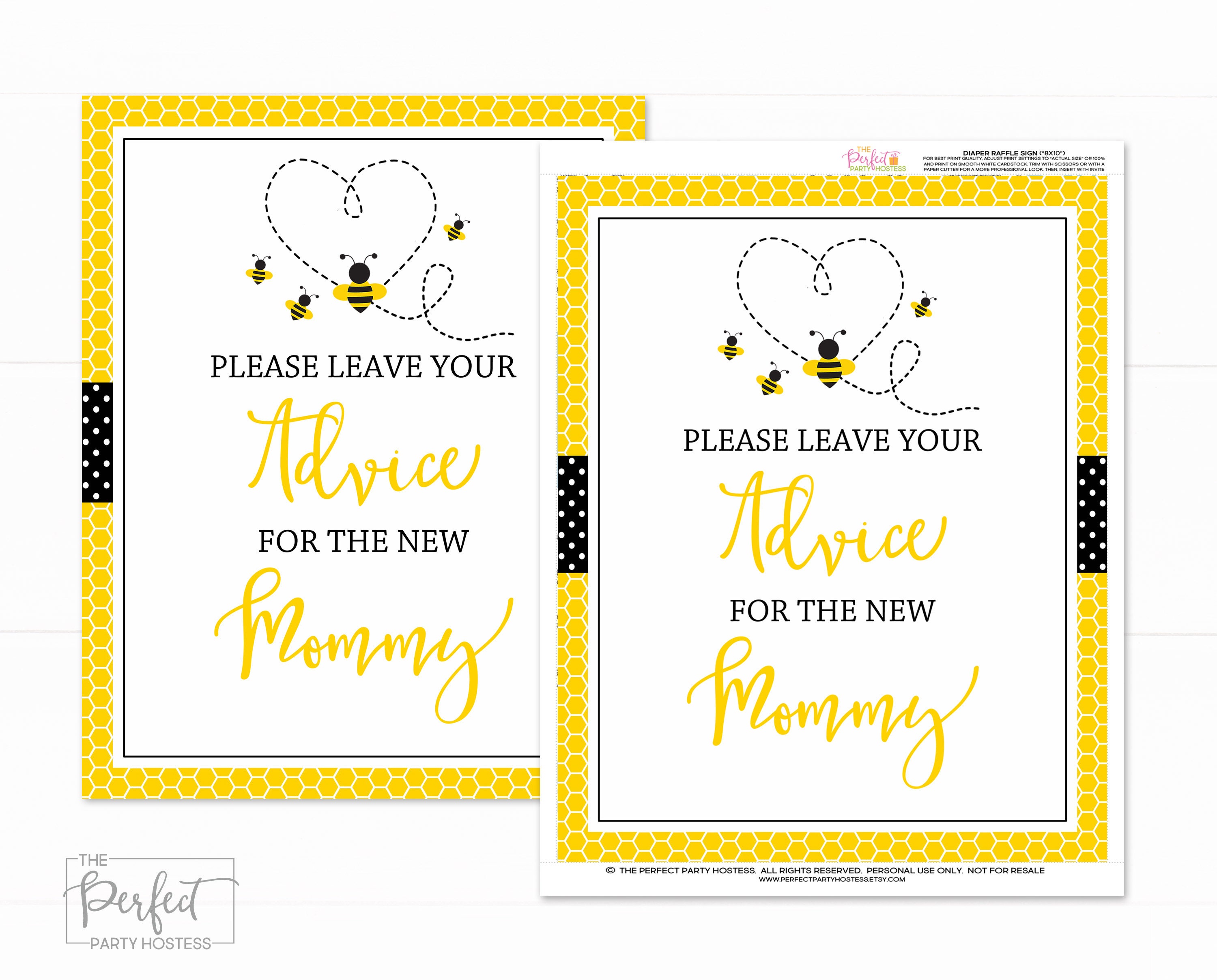 Bee Advice for Mom to Be Sign and Cards Advice for New - Etsy