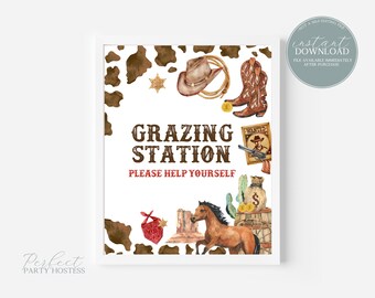 1st Rodeo Birthday Grazing Station Sign, Cowboy Birthday Food Sign, Food Table Sign, Grazing Station, Table Sign, First Rodeo Party 364