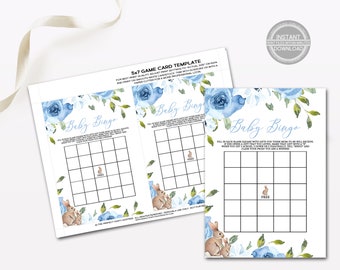 Baby Shower Bingo Game, Baby Bingo, Bee Baby Shower, Bunny Rabbit Baby Shower, Bee Bingo Game, Instant Download, 199