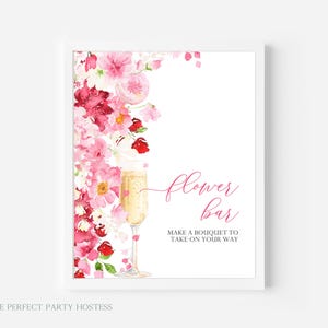Spring Flower Bar Sign, Flower Favor Sign, Make a Bouquet Sign, Petals and Prosecco Bridal Shower, Bouquet Favor, Printable Bouquet Bar 402