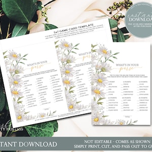 What's in Your Purse Game, Purse Game, Purse Game, What's in Your Purse, Printable Games, Spring Baby Shower Games, Bridal Shower, 353