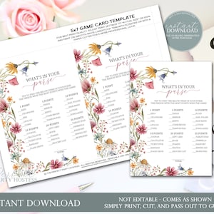 What's in Your Purse Game, Purse Game, Purse Game, What's in Your Purse, Printable Games, Spring Baby Shower Games, Bridal Shower, 352