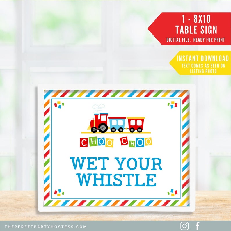 Wet Your Whistle Birthday Party Sign Drink Table Sign Train - Etsy