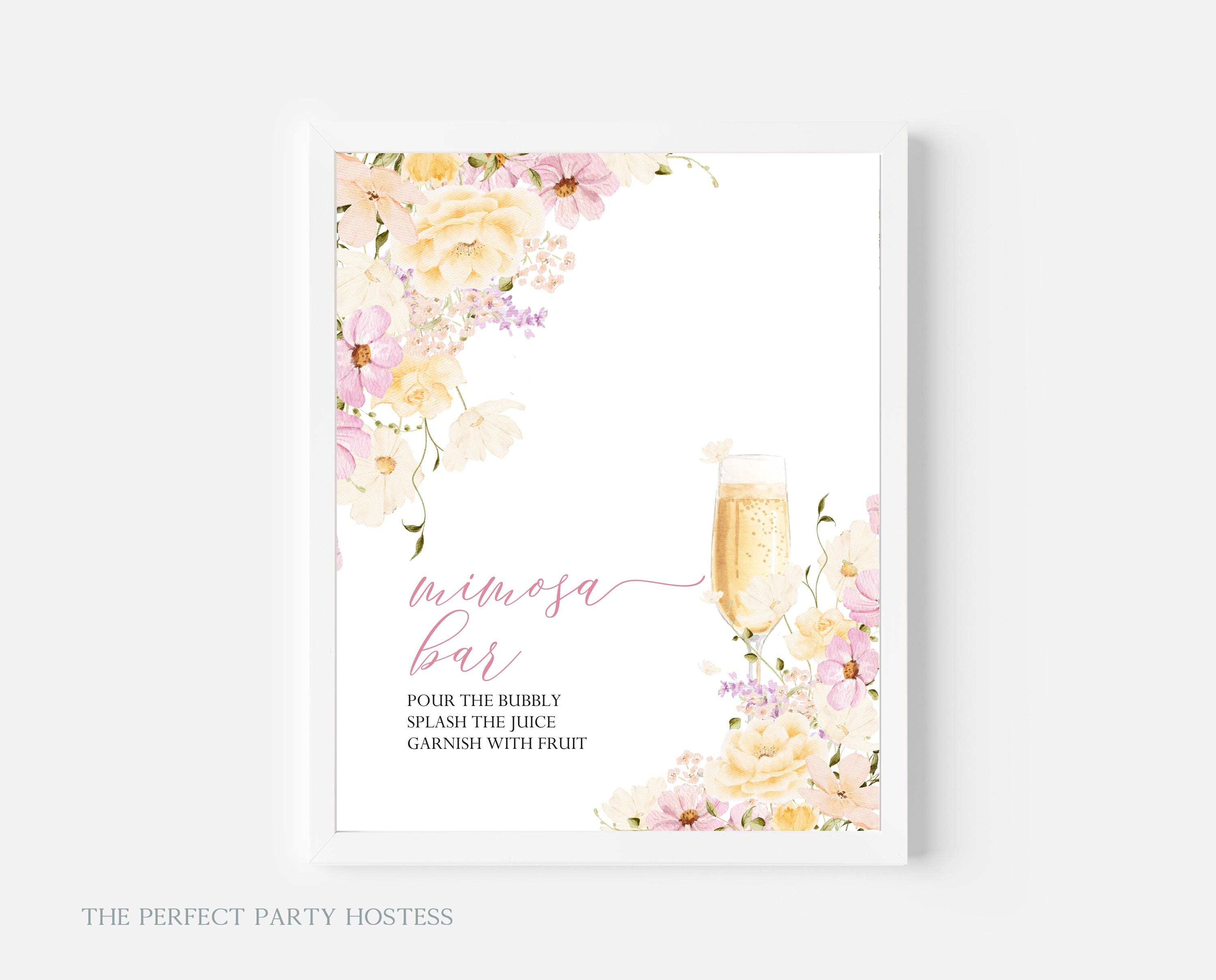 Petals & Prosecco Mimosa Bar Sign, Floral Mimosa Sign, Beverage Table Sign, Printable Drink Table Shower Sign, Floral Mimosa Bar Sign 401