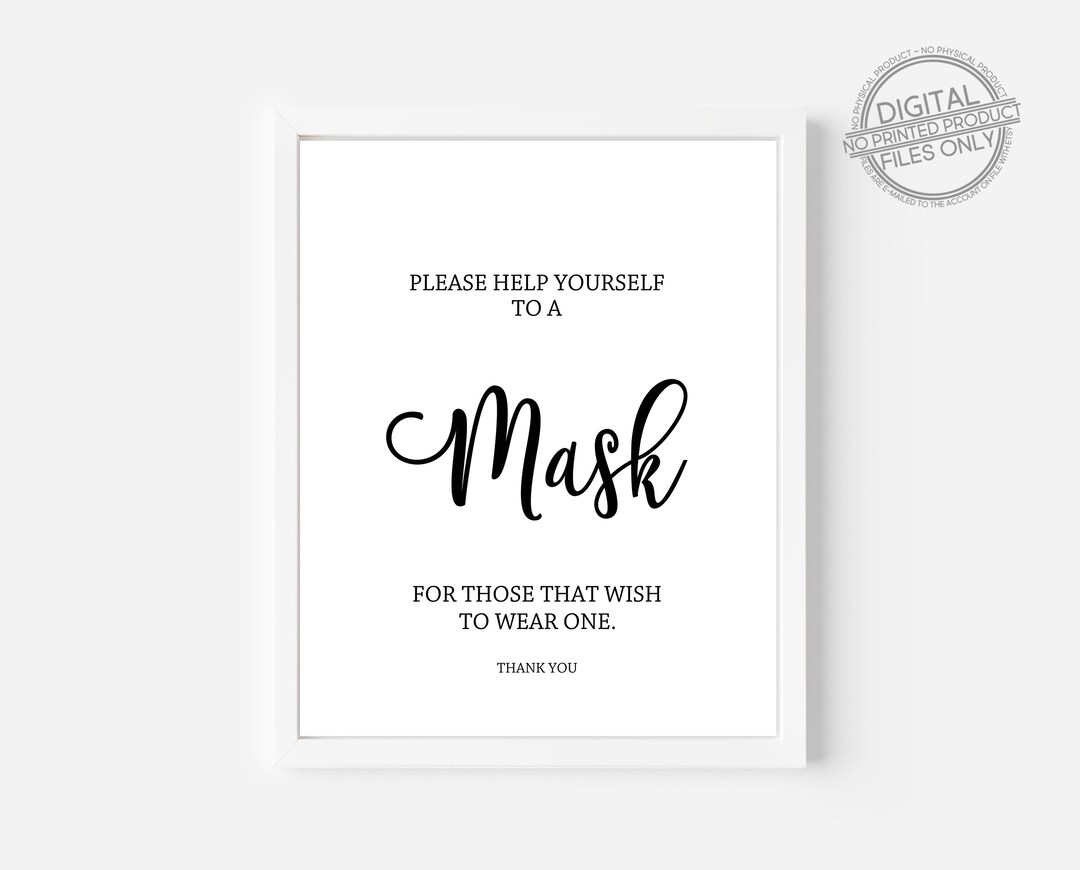 Printable Face Mask Sign, Face Mask Baby Shower Sign, Wear a Mask Sign