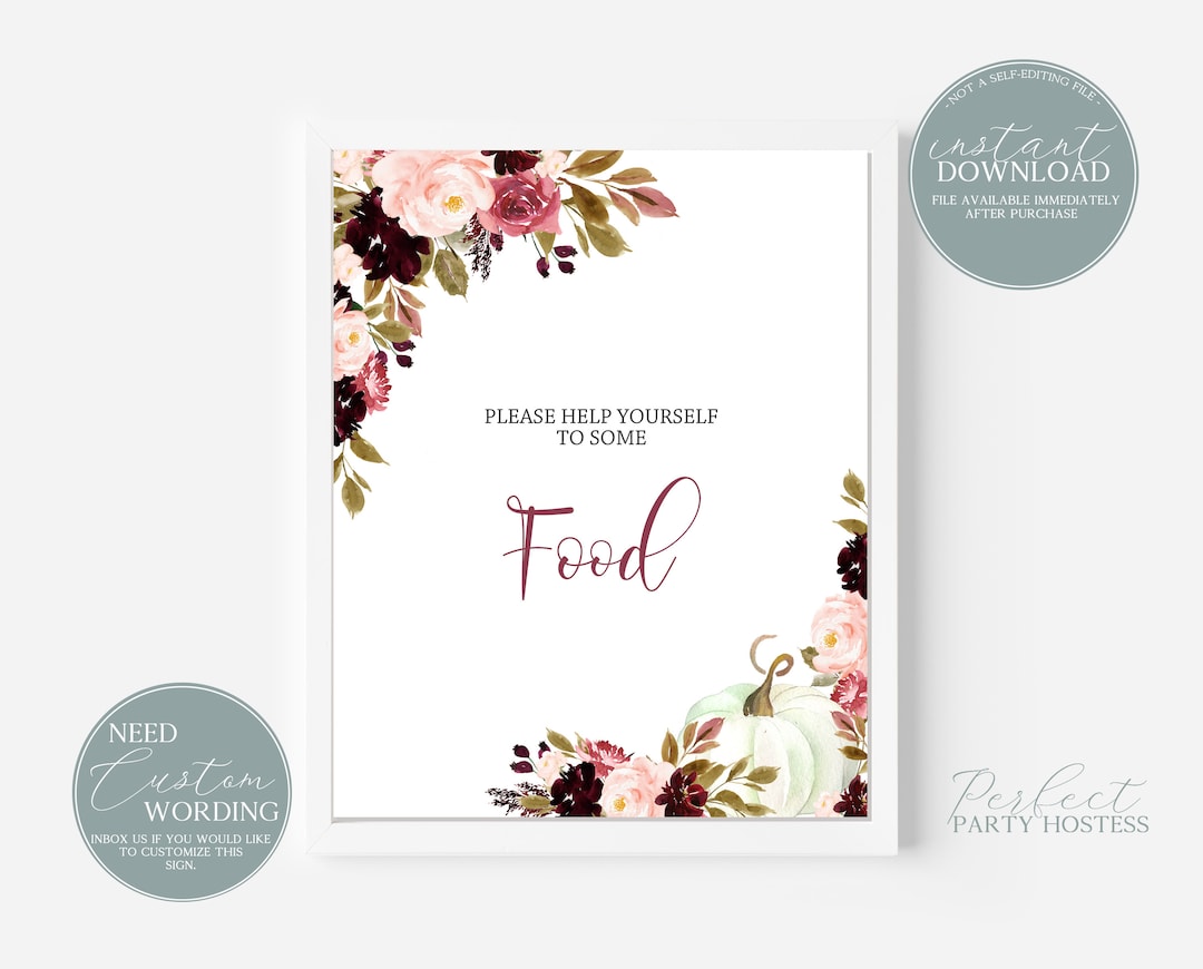 Food Sign, Food Sign, Printable Food Sign, Food Table, Baby Shower ...