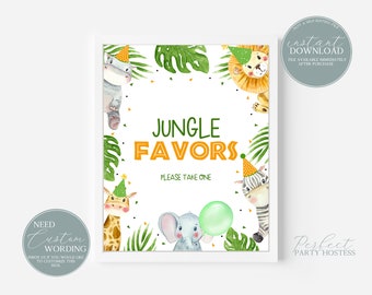 Birthday Party Favor Sign Party Animal Birthday Party Printable Sign Favor Sign Instant Download Treats Party Favor Boy Birthday Party 262