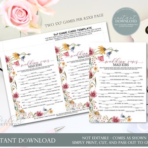 Brautparty Mad Libs Spiel, Brautparty Mad Libs, lustige Mad Libs, Brautparty Spiele, Herbst Brautparty, Wildblumen, Mad Libs, 352