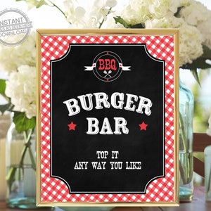 BBQ Burger Bar Sign, Baby Q Burger Bar Sign, Printable BBQ Burger Bar Sign, Burger Bar, Printable Burger Bar, Instant Download, 118