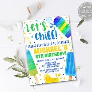 Popsicle Birthday Party Invitation, Summer Birthday, Popsicle Invitation, Summer Invitation, Boy Birthday, Last Day of School, 254