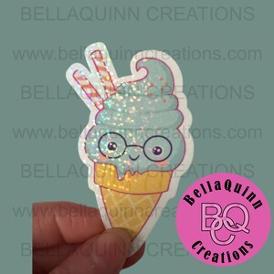 Glitter Ice Cream Vinyl Die Cut Sticker - Vinyl Sticker - Die Cut Sticker - Ice Cream Sticker