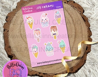 Ice Cream Sticker Sheet - Journal Sticker - Planner Sticker - Scrapbook Sticker