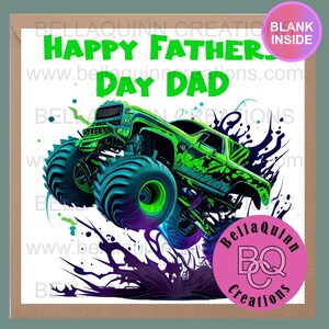 Fête des pères, Monster Truck, carte pour lui, fête des papas, fête des pères, fête des pères, camion, Big Foot