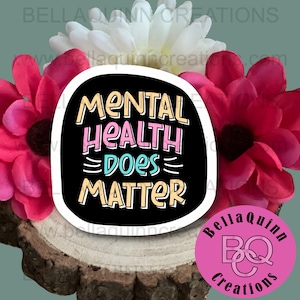 Pegatina troquelada de vinilo de salud mental, sea amable con su mente, bienestar, positividad, ansiedad, calma