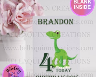 Dinosaur Birthday Card, Age Related Dinosaur Greeting Card, Greeting Card Dinosaur, Birthday Card