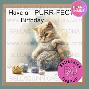 Cat Collection Greeting Card, Have a Purrfect Birthday Card, Card for Her, Card for Him