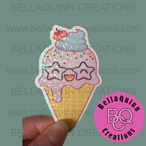 Glitter Ice Cream Vinyl Die Cut Sticker - Vinyl Sticker - Die Cut Sticker - Ice Cream Sticker