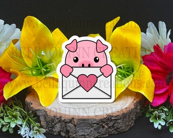 Piggy Mail Vinyl Matt Die Cut Sticker - Waterproof Die Cut Matt Sticker - Animal Vinyl Sticker