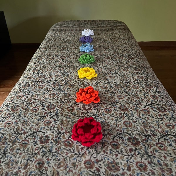 SET A -Set of 7 Chakra Lotus Flowers for softly holding Crystals or Reiki stones during sessions or for decoration w/free shipping