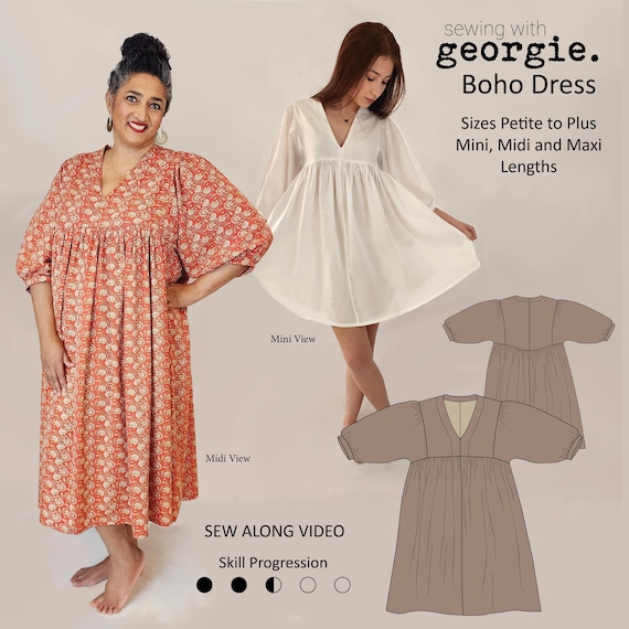 Summer Boho / Bohemian Dress Downloadable PDF Pattern Petite to Plus Sizes - Etsy UK Summer Boho / Bohemian Dress Downloadable PDF Pattern Petite to Plus Sizes - Etsy UK