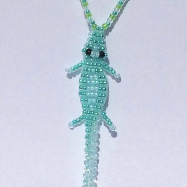 Beaded Necklace - Animal Jewelry - Aquamarine