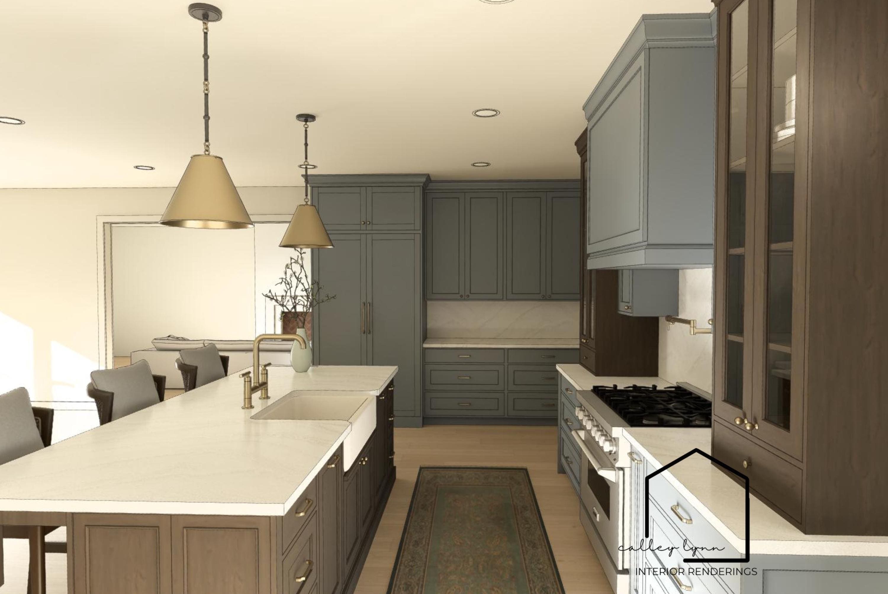 Set Rendering Kitchen Custom Kitchen Rendering for Homeowners & Designers - Etsy