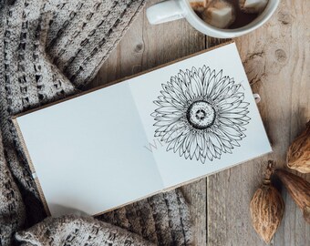Desenho de linha botânica Gerbera, Impressão botânica, Ilustração, Preto e branco, Impressão de flores, Impressão de arte linear, arte botânica, margarida