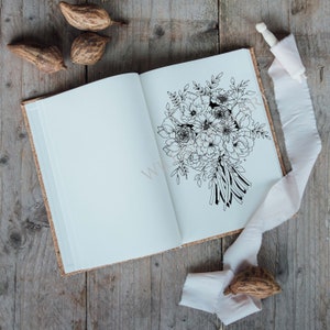 Bouquet drawing, Botanical Print, Bouquet Print, Black and White, Illustration, hand drawn florals, Line art print, floral bouquet