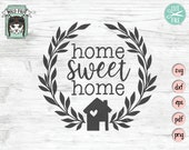 Home Sweet Home SVG file, House Wreath svg file, Home Sweet Home cut file, Welcome Sign svg, Realtor svg file, Monogram frame, Front Door