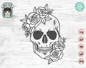 Skull svg file, Flower Skull svg, Skull cut file, Floral Skull clip art, Sugar Skull Svg file, skull vector, halloween, gothic, skeleton