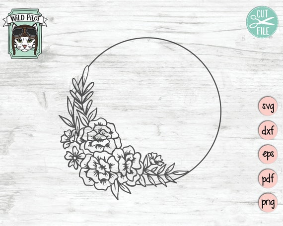 Flower Wreath SVG, Flower Wreath cut file, Floral Frame, monogram wreath, monogram frame, wedding, wreath svg file, round flower frame svg