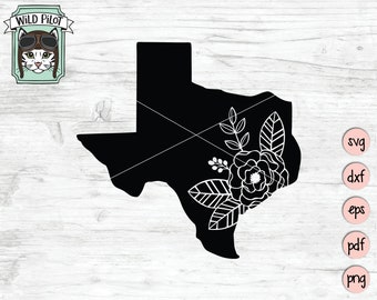 Texas svg file, Texas cut file, Texas Silhouette svg, Texas clipart, Floral Texas svg, State svg file, Texas Flowers svg