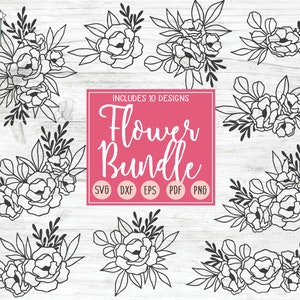 Lot de fleurs SVG, fichier SVG de bordure de fleurs, svg de cadres de fleurs, fichier coupé fleur, lot de bouquet floral, fichier de coupe bordure de fleurs, fleur de mariage