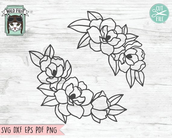 Flower SVG Files, Flower Border SVG, Floral SVG files, Flower cut file, Flower Frame svg, Floral Cut file, Magnolia Flower svg file