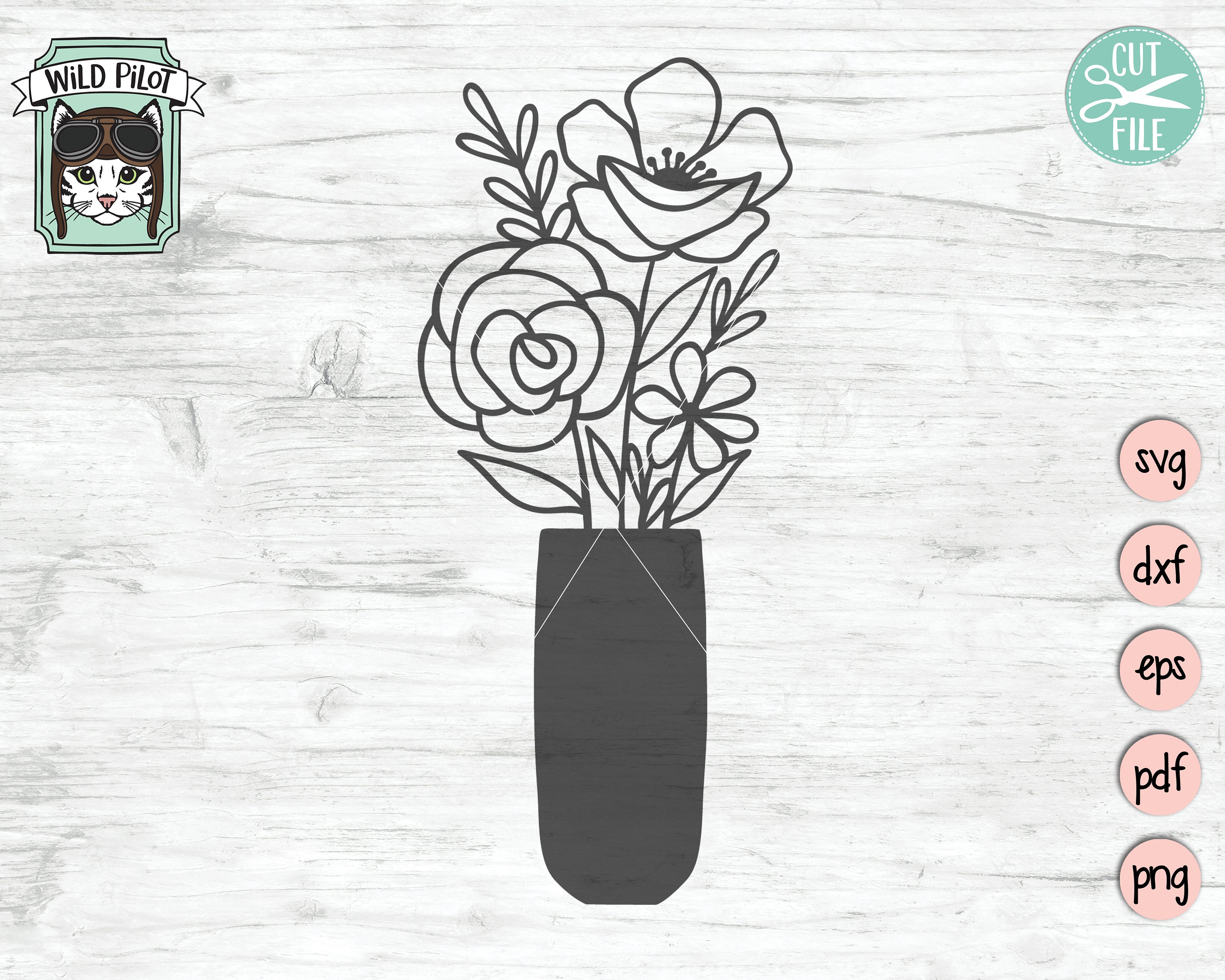 Flower Vase SVG File Flower SVG Files Floral Svg Files Etsy