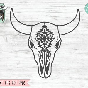 Vache tête de mort SVG, fichier SVG crâne de vache, tête de mort de vache médaillon SVG, svg de taureau, svg du sud-ouest, Boho svg, tête de mort Clipart, svg Longhorn, Buffalo svg