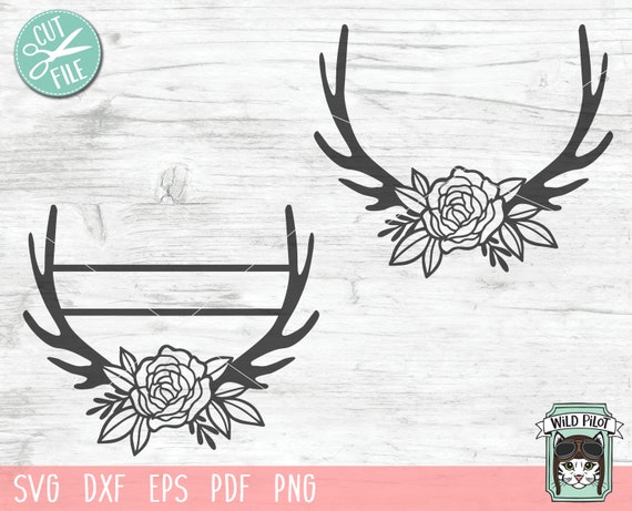 Download Floral Deer Antlers Svg Antler Monogram Svg Antler Last Name Etsy