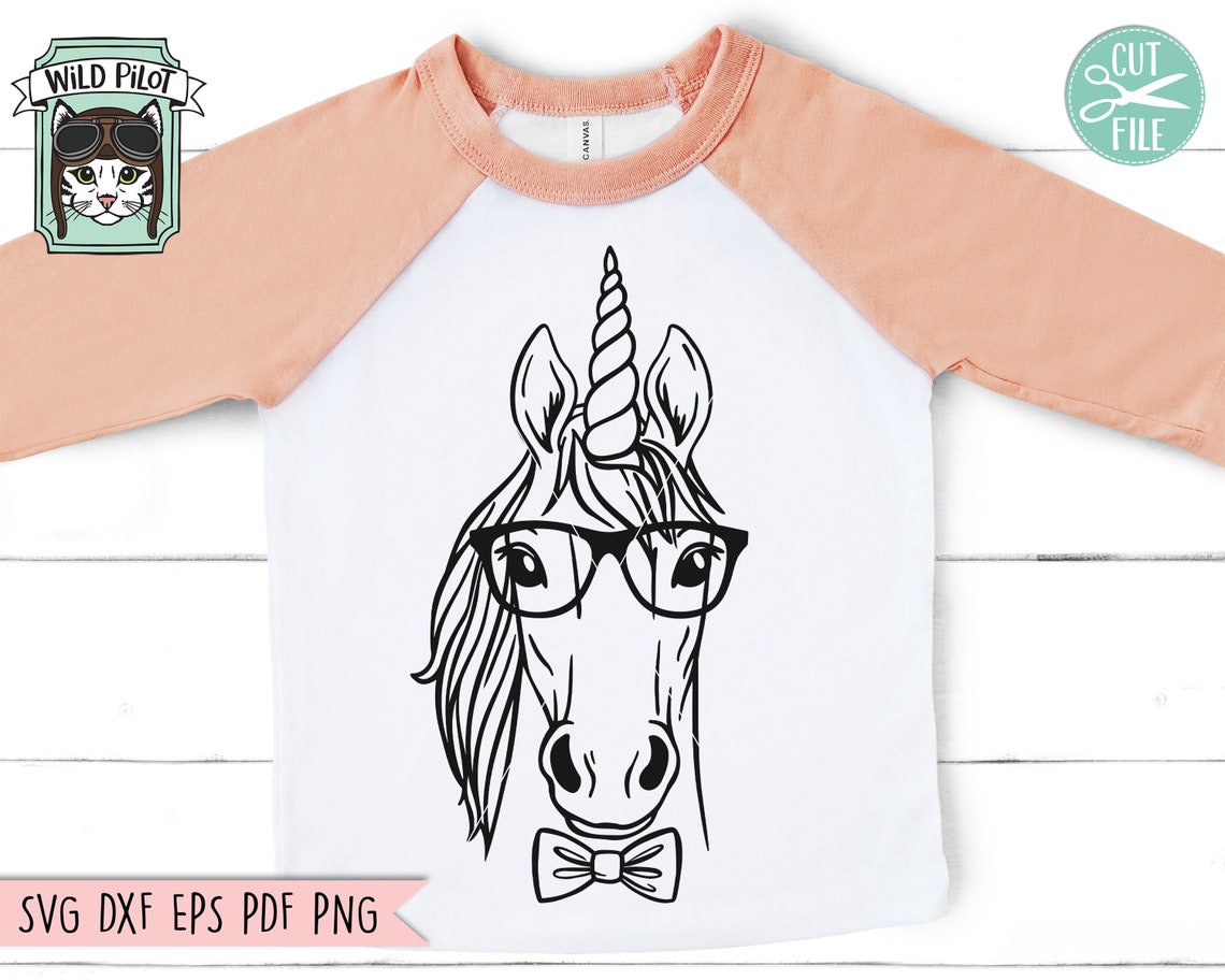 Unicorn Svg File Unicorn With Glasses Bowtie Svg Unicorn Cut | Etsy