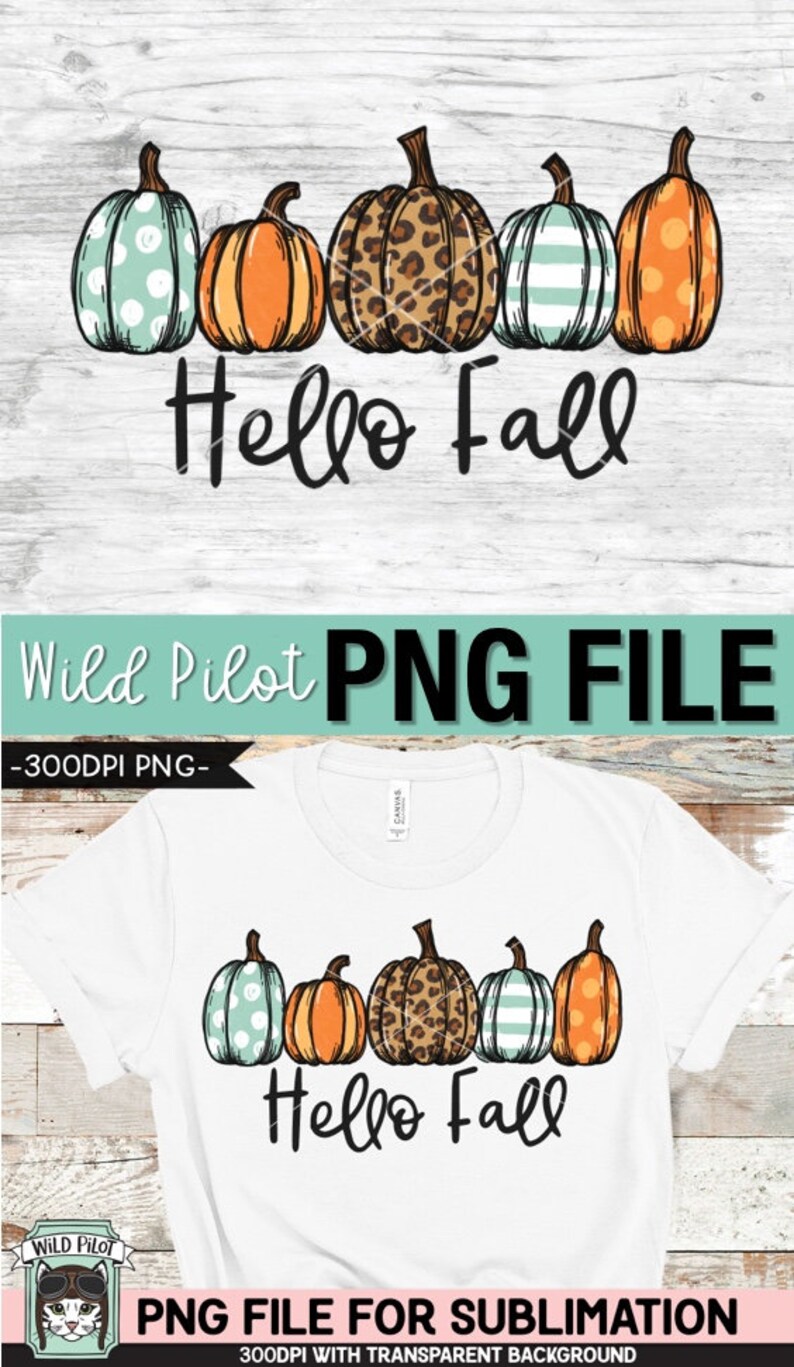 Hello Fall SUBLIMATION Design PNG, Leopard Pumpkin Png File, Patchwork ...