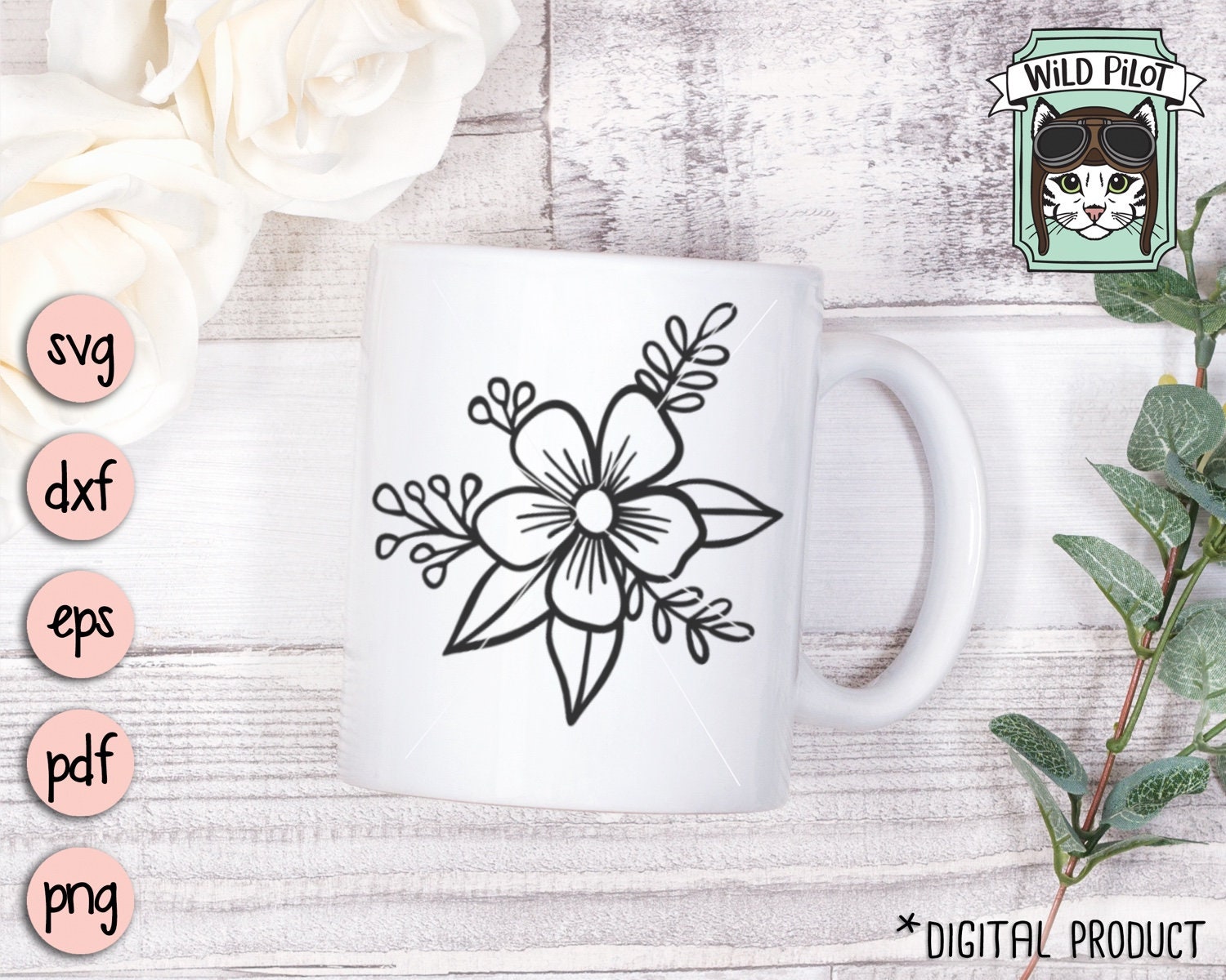 Download Flowers SVG file Flowers cut file Floral svg Flower Accent ...