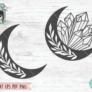 Crystals SVG Files, Crystal Cut File, Crystal Moon Leaves SVG, Crystal Moon Leaf SVG File, Crystal Leaf svg, Vector, Png, Dxf, Eps, Clipart