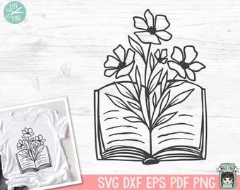 Book SVG, Reading SVG, Floral Book svg, Book Lover SVG, Flower Book svg, Librarian svg, Library svg, Reading png, Teacher Shirt svg