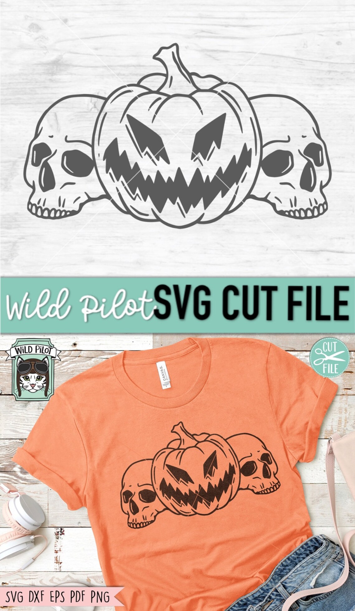 Jack O Lanterns Skulls SVG, Skull Pumpkins SVG, Fall Svg, Halloween ...