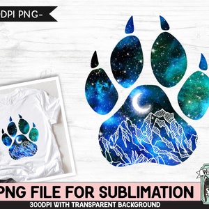 Galaxy PNG SUBLIMATION Design, Hundepfote PNG, Hundepfote Silhouette png, Weltraum png, Aquarell png, Hundepfote Clipart, Abenteuer png, Berg png